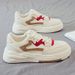 New Fashion Color Blocking Sports And Leisure For Autumn 2025, White Shoelaces, College Style, Plus Size Women's Shoes,_vogvips.com