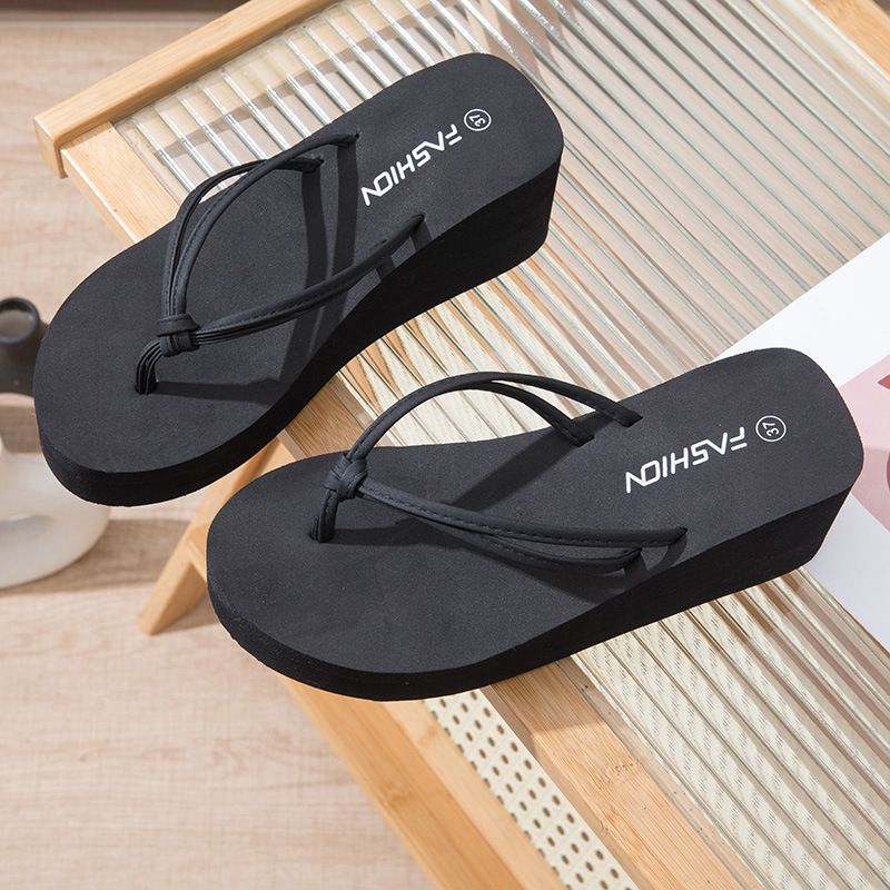 Women's Double Strap Wedge Heel Platform Flip Flops Summer Beach Non-Slip Odor Resistant Shoes_vogvips.com