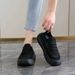 ShoeVault Stepping On Clouds Black Work Shoes For Women Soft Sole Comfortable Kitchen Non-Slip KFC Summer Breathable Size 34_vogvips.com