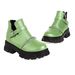 Women's Extended Sizes 31-46 Platform Ankle Boots, Chunky Sole Buckle Detail Boots, Winter Fashion Footwear_vogvips.com