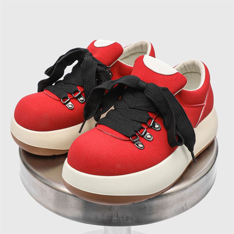 Men's Thick Soled Loafers Lace up Athletic Sneakers round Toe Height Increasing Low Top Spring Summer Style Cute Quirky Size 208_vogvips.com