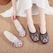 Slippers, Mesh Embroidered Fabric Shoes, Summer Cow Tendon Soles, Casual Women's Outerwear Sandals_vogvips.com