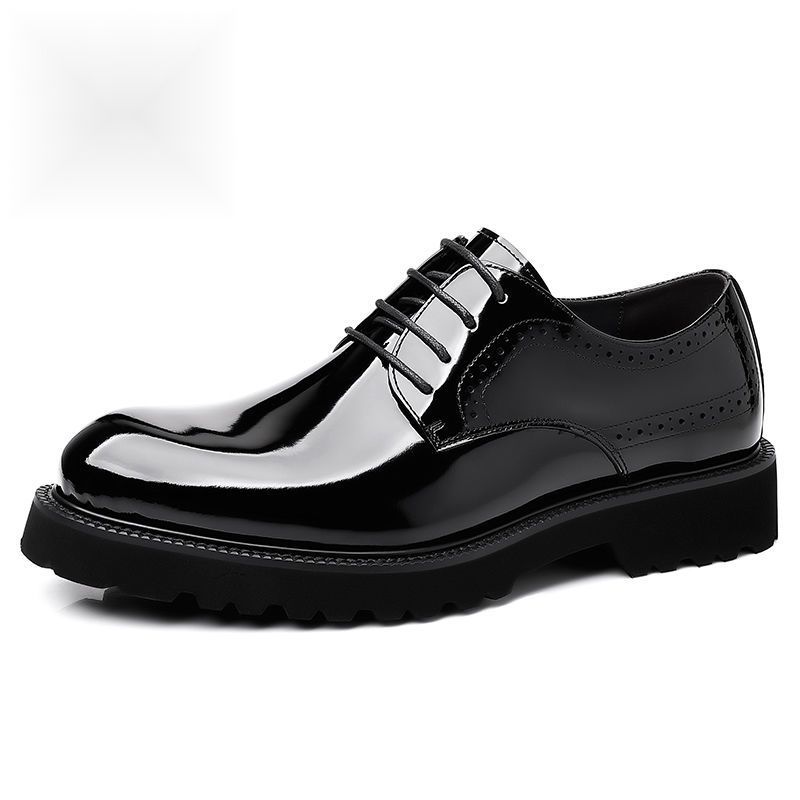 Dragonfly brand leather genuine business style formal men's shoes, patent leather, glossy surface, thick sole,_vogvips.com