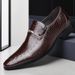 Men's Slip-On Dress Shoes - Crocodile-Pattern PU Business Loafers For Office & Casual Wear Slip On Casual Shoes Convenient Style_vogvips.com