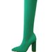 Women's Shoes New Style, Pointed Toe, Slim Fit, Stretchy Boots For Women, Sizes 35 42, High Heeled Knitted Long Boots._vogvips.com