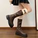 Brown Plus Slimming Fleece-Lined Thick-Soled Long For Women 2025 New Autumn Small Size Over-the-Knee High Boots_vogvips.com