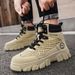 Men's High-Top Casual Boots – Vintage British Style Work Boots With Thick Sole, Anti-Slip & Height Increasing, Retro Martin Boots For Autumn & Winter_vogvips.com