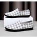 Doudou Shoes Men's Casual Leather Shoes Men's Shoes Embossed Plaid Shoes Lazy Men's Shoes_vogvips.com