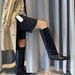Women's Shoes Retro Knight Boots Women's Autumn New Style Pointed Wedge Heel Straight High Boots Not Over The Knee Fashionable Long Boots_vogvips.com