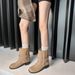 Round Toe Chunky Heel Thick Sole Belt Buckle For Women 2025 Autumn Winter New Western Cowboy Style Short Tube Riding_vogvips.com