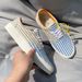 Highly Stylish Versatile Blue And White Striped Low-top Casual , Unisex Niche Sneakers, Large Size Couple's Canvas_vogvips.com