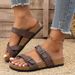 New Summer And Women's Shoes, Toe-Clamp Double Buckle Flat Ethnic Large Size Slippers For Women,_vogvips.com