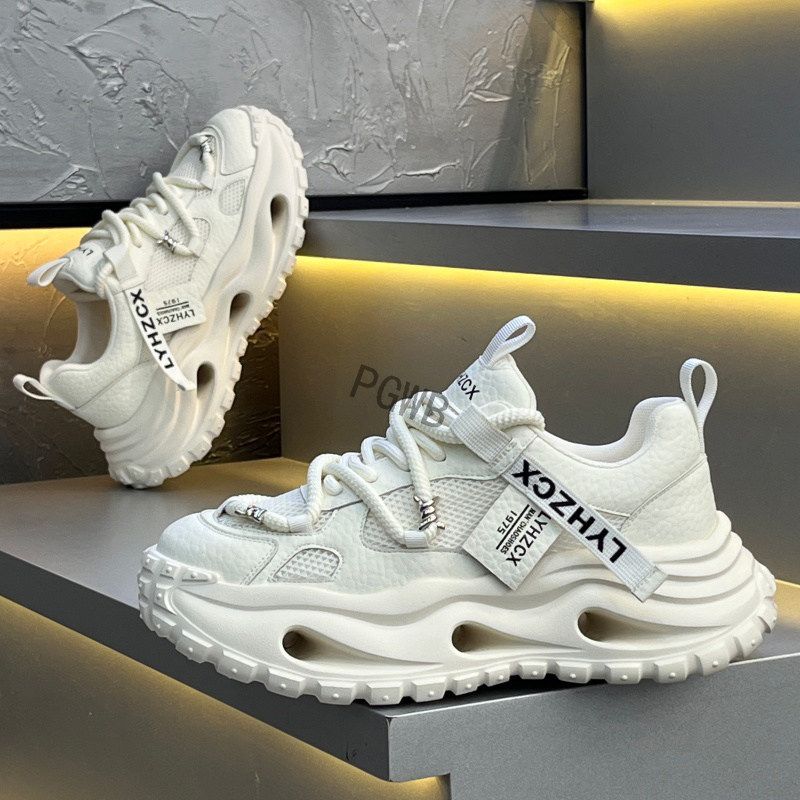 Newan Men's 2026 Summer New Super Popular Thick-Soled Dad Shoes, FashiNewable Solid Color Mesh Breathable Casual Shoes_vogvips.com