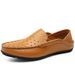 Cross-Border Plus Size Perforated Breathable Summer New Outdoor Fashion Trend Lightweight Loafers Casual Leather Shoes_vogvips.com