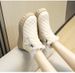 Winter New High-top Cotton Women's Shoes Korean Version Versatile Fleece-lined Thickened Leather Surface Martin Warm_vogvips.com