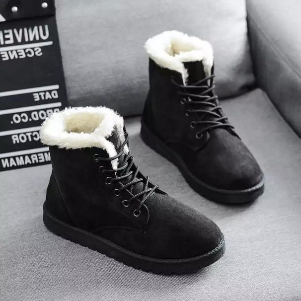 1178225343@qq.com 2025 Autumn Winter Student Snow Women Short Tube Warm Boots Lace-up Flat Heel Korean Style Trendy Cotton Shoes Factory_vogvips.com
