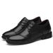 Round Head First Layer Men's Casual Front Lace-up Tooling Shoes Heightening Formal Leather Shoes_vogvips.com
