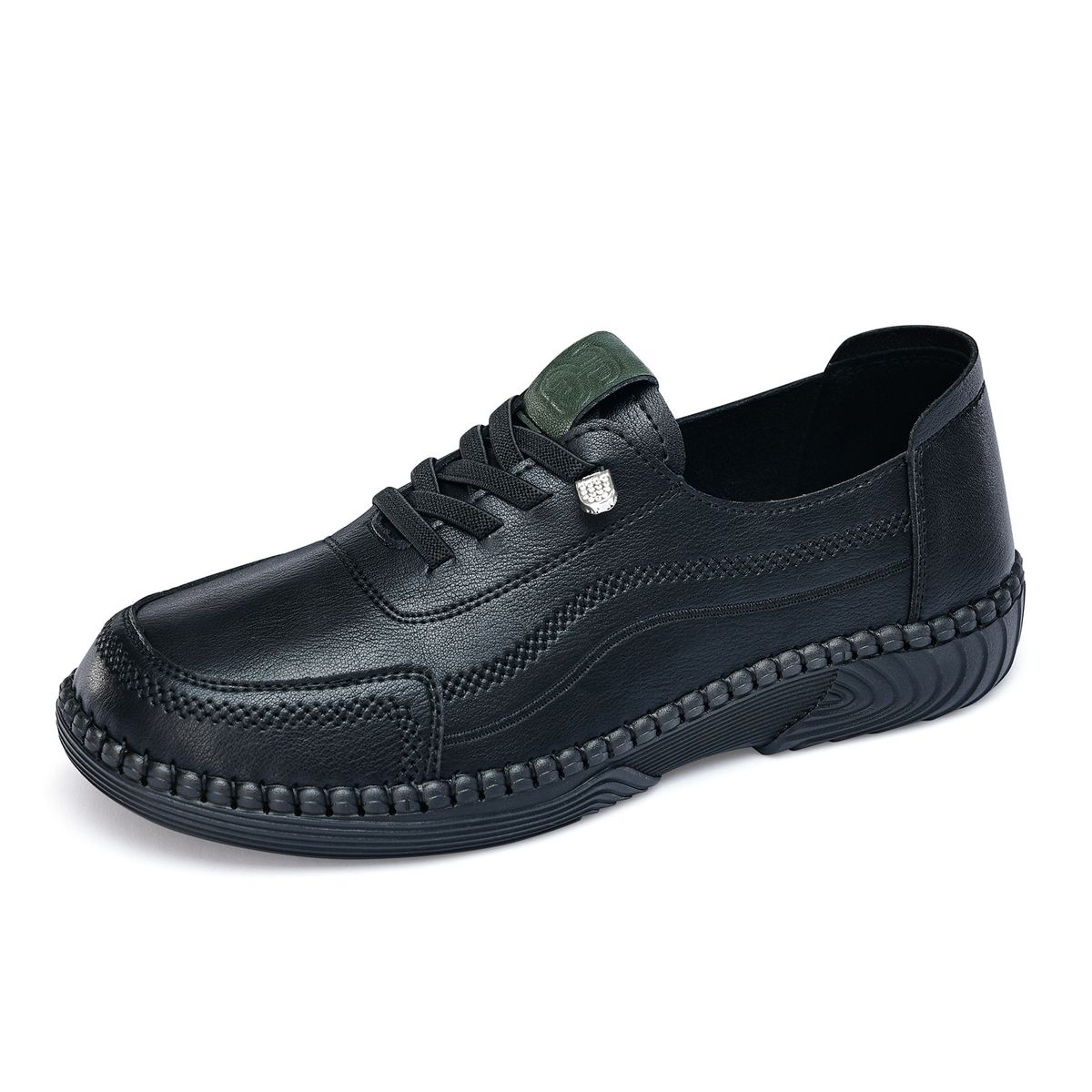 Casual Women's Leather Slip-On Shoes, Non-Slip Flat, Comfortable, Single Shoes For Moms_vogvips.com