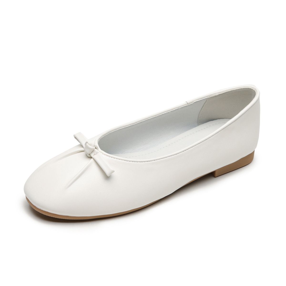 French Bow Silver Light Mouth Single Shoes Women's One-pedal Flat-soled Soft-soled Grandma Shoes_vogvips.com