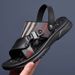 First Layer Cowhide Beach Shoes Soft Sole Latex Cushion Men's Summer New Two-Way Slippers Outdoor Sandals_vogvips.com