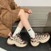 New Lusi Style Spring Thick-soled Lace-up High-end Dad Shoes For Women, 2026 New Breathable Sports Casual Shoes, Trendy_vogvips.com