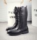 European Warm Series Kuqi Autumn Winter Long Martin Pointed Toe Lace-up Korean Style Britih Leather High Tube Trendy Men' Denim Riding_vogvips.com