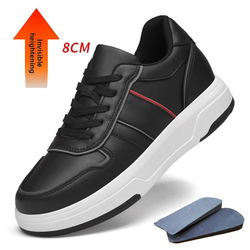 Invisible Inner Height Increase, Black And White Panda Men's Shoes, White Shoes, Men's Sports And Leisure Board Shoes_vogvips.com