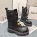 2025 Autumn Winter New Metal Buckle Genuine Leather Thick Sole Martin For Women British Style Lace-Up Fashionable_vogvips.com