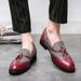 Euro Step Summer New Brogue Men's With Tassels, Breathable British Korean Style, Carved Casual Pointed Leather For Men,_vogvips.com