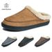 Men's Home Winter Indoor Warm Thick Bottom Plush Waterproof Leather House Slippers Man Suede Cotton Shoes_vogvips.com