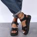 Women's Fashion Sandals Platform Martin Sandals Women's Roman Buckle Beach Shoes Platform Flat Sandals_vogvips.com