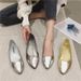 Bi Yan New Women's Shiny Leather Soft Sole Comfortable Boat Slip-On Flat Pointed Toe Shallow Mouth Single Shoes_vogvips.com