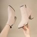 2025 Autumn Winter New Simple Chunky Short Side Zipper Pointed Toe Martin Suede High Heel Fashion Women's Boots_vogvips.com