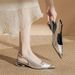 2025 Summer New Women's Shoes Pointed Unique Low Heel Comfortable Anti-Kick Metal Toe Backless Sandals For Women_vogvips.com