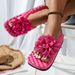 European American Women's Summer Floral-decorated Flip-flops, Macaron-colored Flat Beach Sandals, Breathable,_vogvips.com