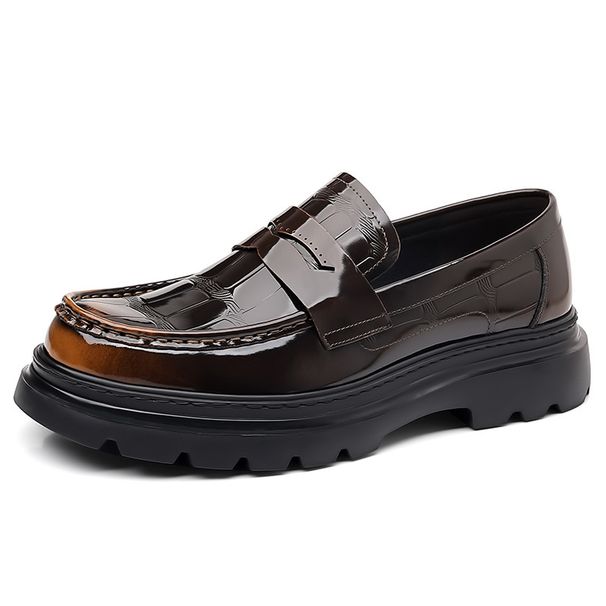Top Layer Cowhide Thick Soled Leather For Men, Big Head New Style, Raised Leather, Breathable British Casual Derby Shoes_vogvips.com