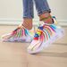 Women's Rainbow Stripe Casual Sports Summer Mesh Fashion Flat Beach And Leisure Holiday Lace-up Running Shoes For Ladies_vogvips.com