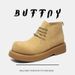 Derby Shoes Men's Platform Big Head Leather Shoes Medium Top Round Head Heightening Big Yellow Boots Leisure College Wind Green Tide Shoes_vogvips.com