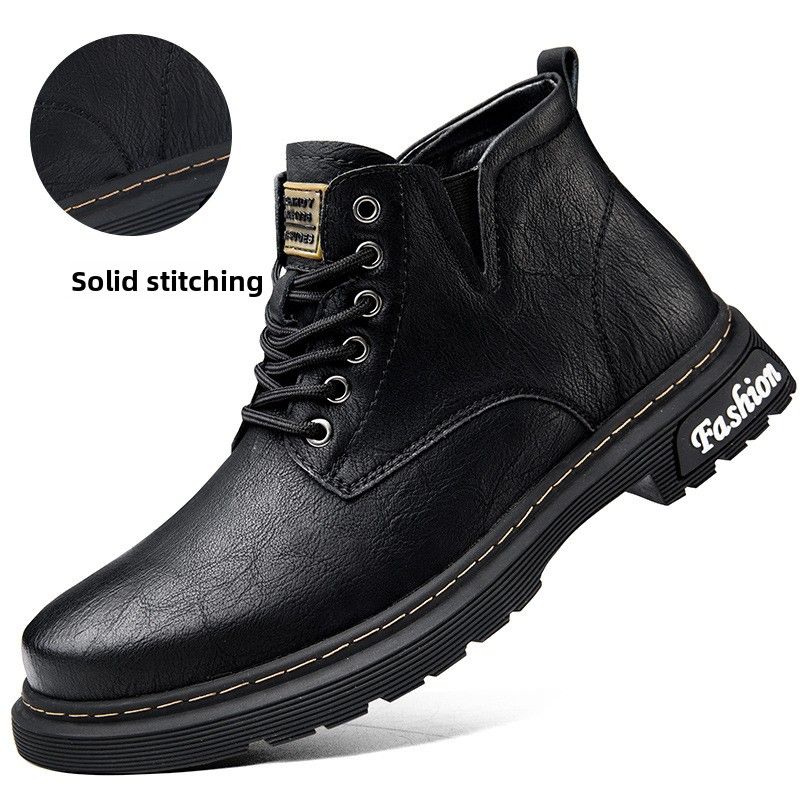 Men's Shoes Martin Boots Casual Medium Leather Boots Style High Top Tooling Boots Men's_vogvips.com