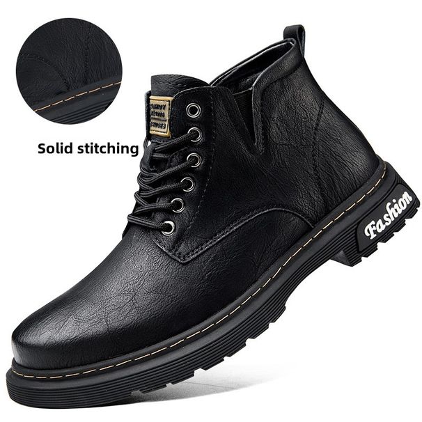 Men's Shoes Martin Boots Casual Medium Leather Boots Style High Top Tooling Boots Men's_vogvips.com