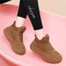 Genuine Leather High-top Shoes For Women, Versatile Sneakers, New Thick-soled Casual Round-toe Soft-soled Comfortable White Shoes, Trendy_vogvips.com