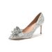 Silver Glitter New Cinderella Wedding Stiletto Heel, Pointed Toe, Shallow Mouth, European And American Style Crystal_vogvips.com
