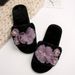 Internet Celebrity Thick-Soled Furry For Women, Indoor Outdoor Wear, Plus Size, 2024 Autumn And Winter, Large Flower_vogvips.com