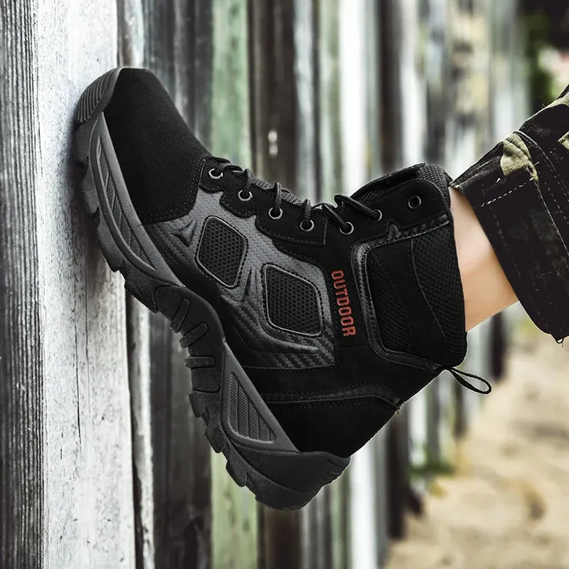 2024 New Tactical Mens Desert Combat Boots Work Safty Shoes Leather Boots Waterproof Ankle Boot Men's Hunting Shoes Size 47_vogvips.com