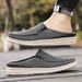 Men's Backless Slip On Mule Loafers Breathable Canvas Platform Walking Shoes Non Slip Cushioned Casual Indoor Outdoor Slide Shoes_vogvips.com