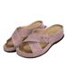 New Hollow Metal Button Wedge With Thick Soles Outside To Wear Solid Color Fish Mouth Slippers_vogvips.com