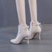 European American Style Girls' Rhinestone Short Boots, Women's Pointed Toe Stiletto High-heeled With Bow, 2025 Autumn_vogvips.com