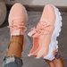 Women's Breathable Knit Sneakers - Lightweight Casual Walking Shoes With Cushioned PU Sole,White Low-Top Lace-Up Design For All-Season Outdoor Comfort_vogvips.com