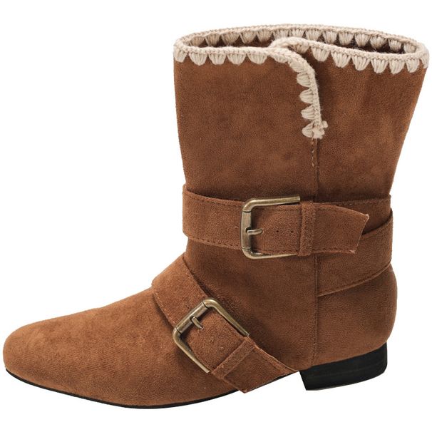 2026 Melard Brown Retro French Style Chunky Heel Short For Women Autumn Winter New Fashion Versatile Western Mid-Calf_vogvips.com