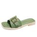Fashion Slippers For Women Summer Outdoor Non-Slip Beach Shoes New Square Buckle Flat Casual Sandals Wholesale_vogvips.com